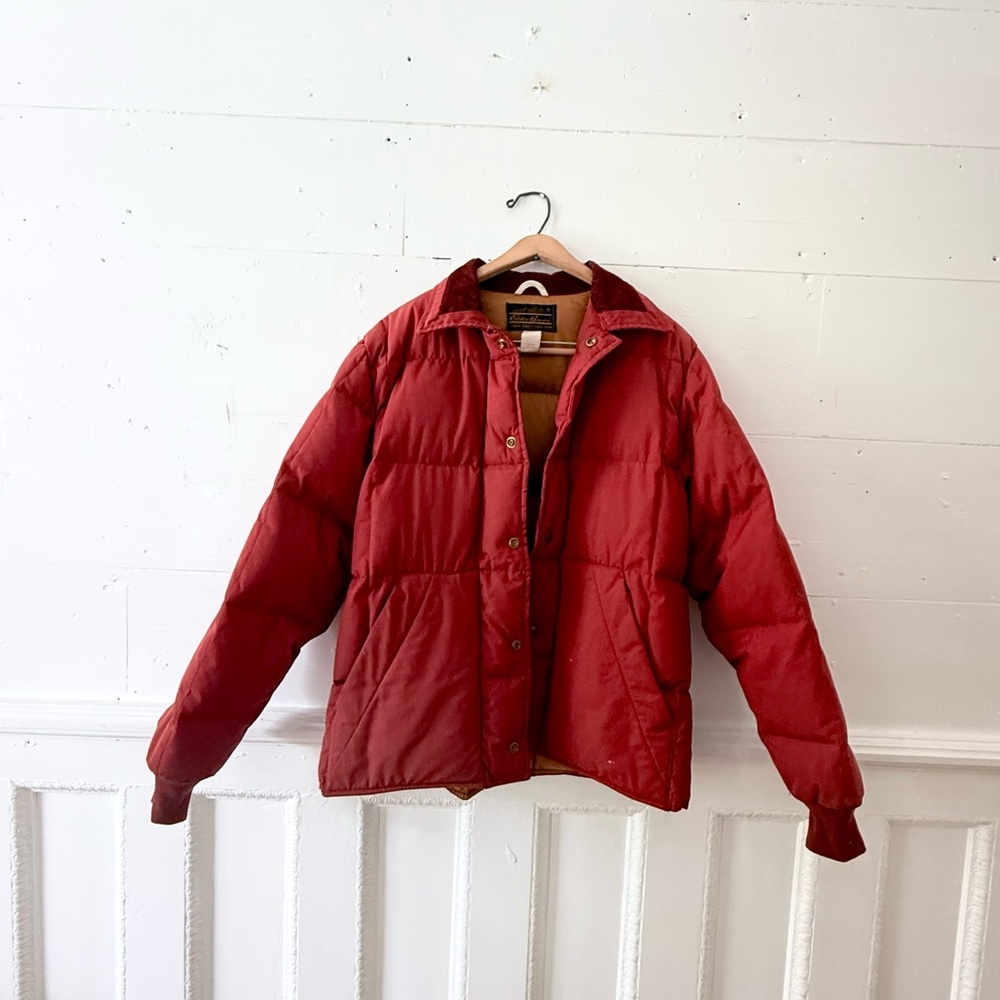 VINTAGE Eddie Bauer 1980’s red/orange down jacket size large